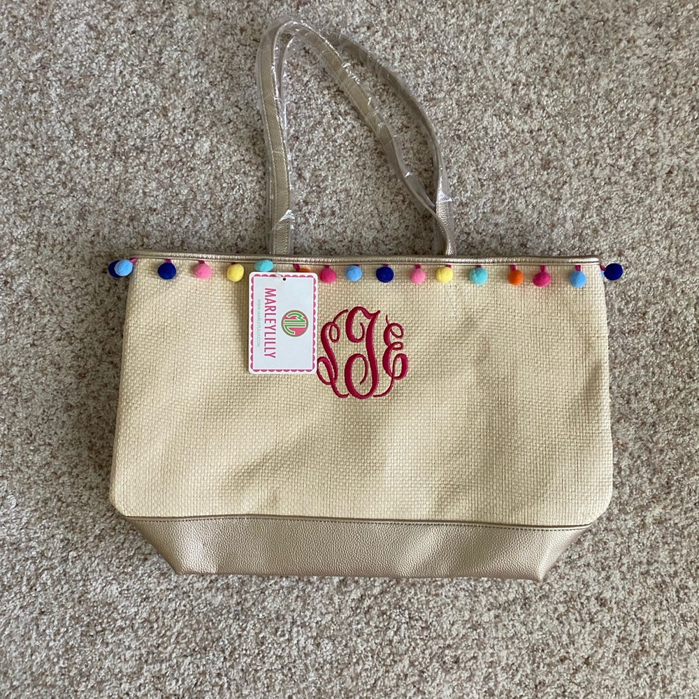 NWT Pom Tote with monogram STE